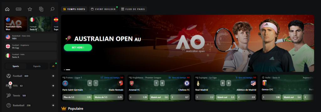 Un'ampia gamma di sport disponibili su Betify Casino