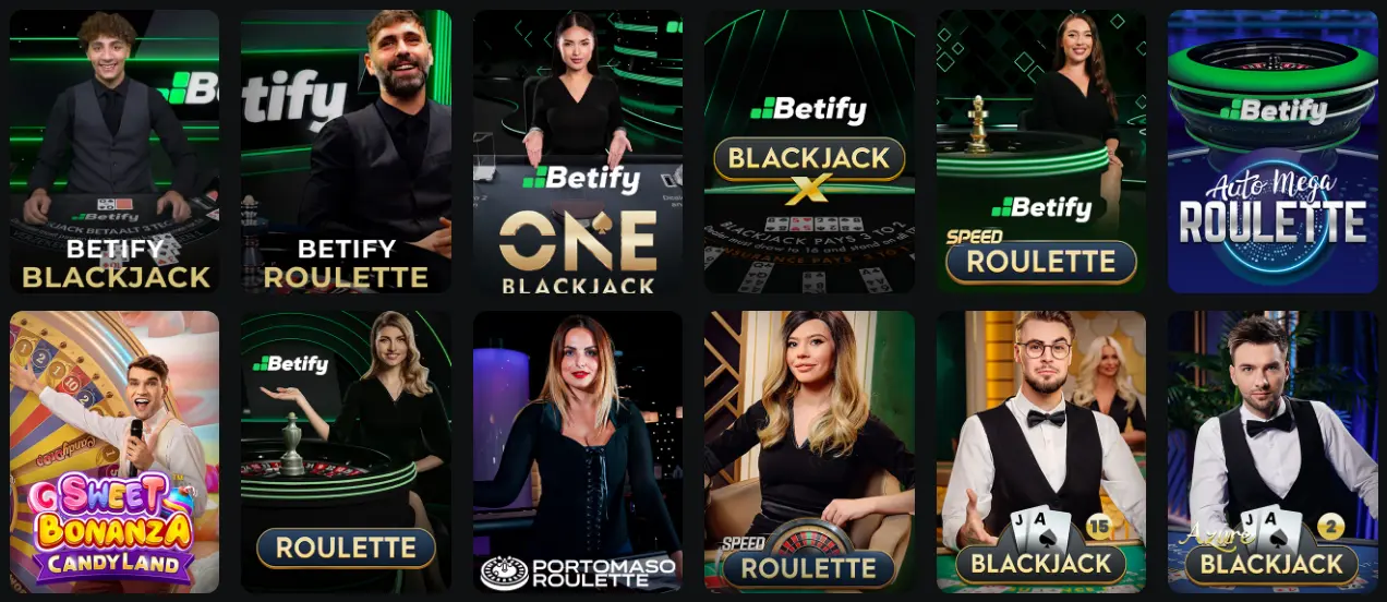 Giochi dal vivo di Betify casino